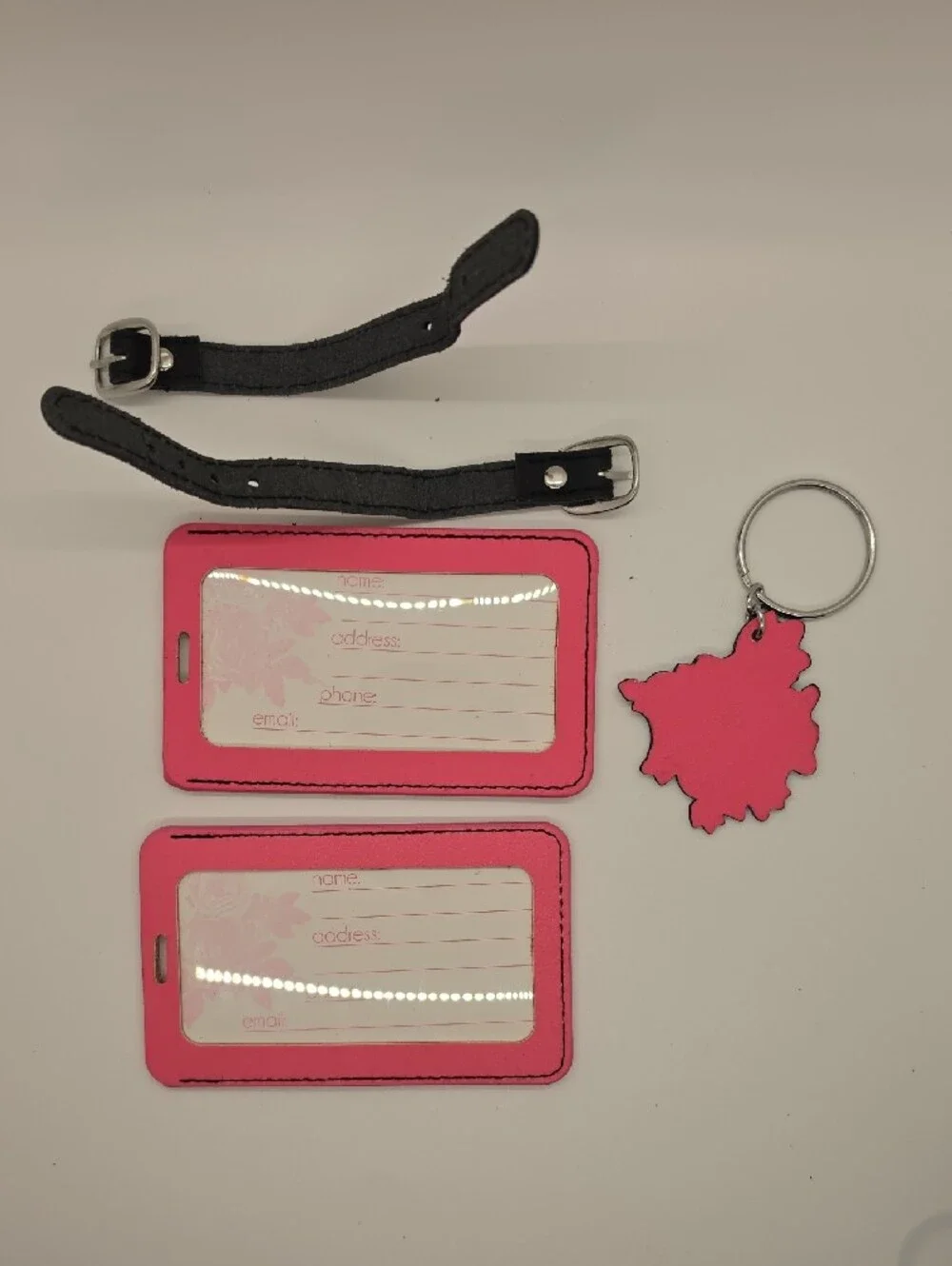 Betsey Johnson Pink & Yellow Floral Luggage Tags with Matching Keychain